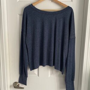 Navy Blue Long Sleeve Yoga Top